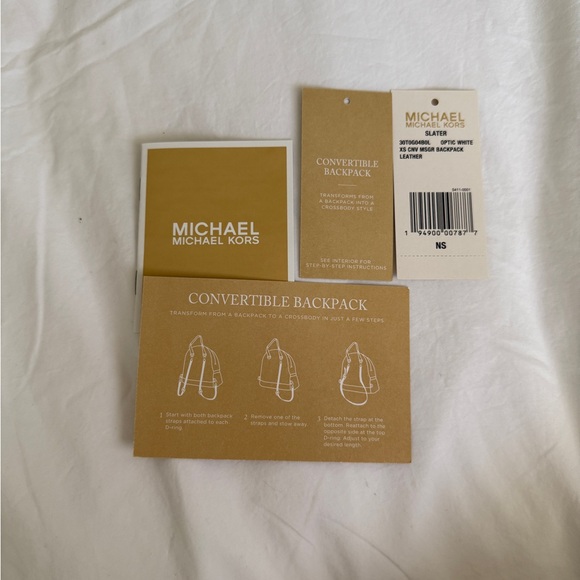 Michael Kors White and Gold Mini Leather Convertible Backpack main image 8